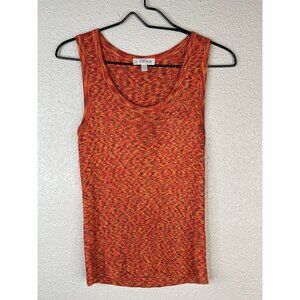 St. John Sport Marled Orange Yellow Brick Knit Sleeveless Top Small Tank Summer